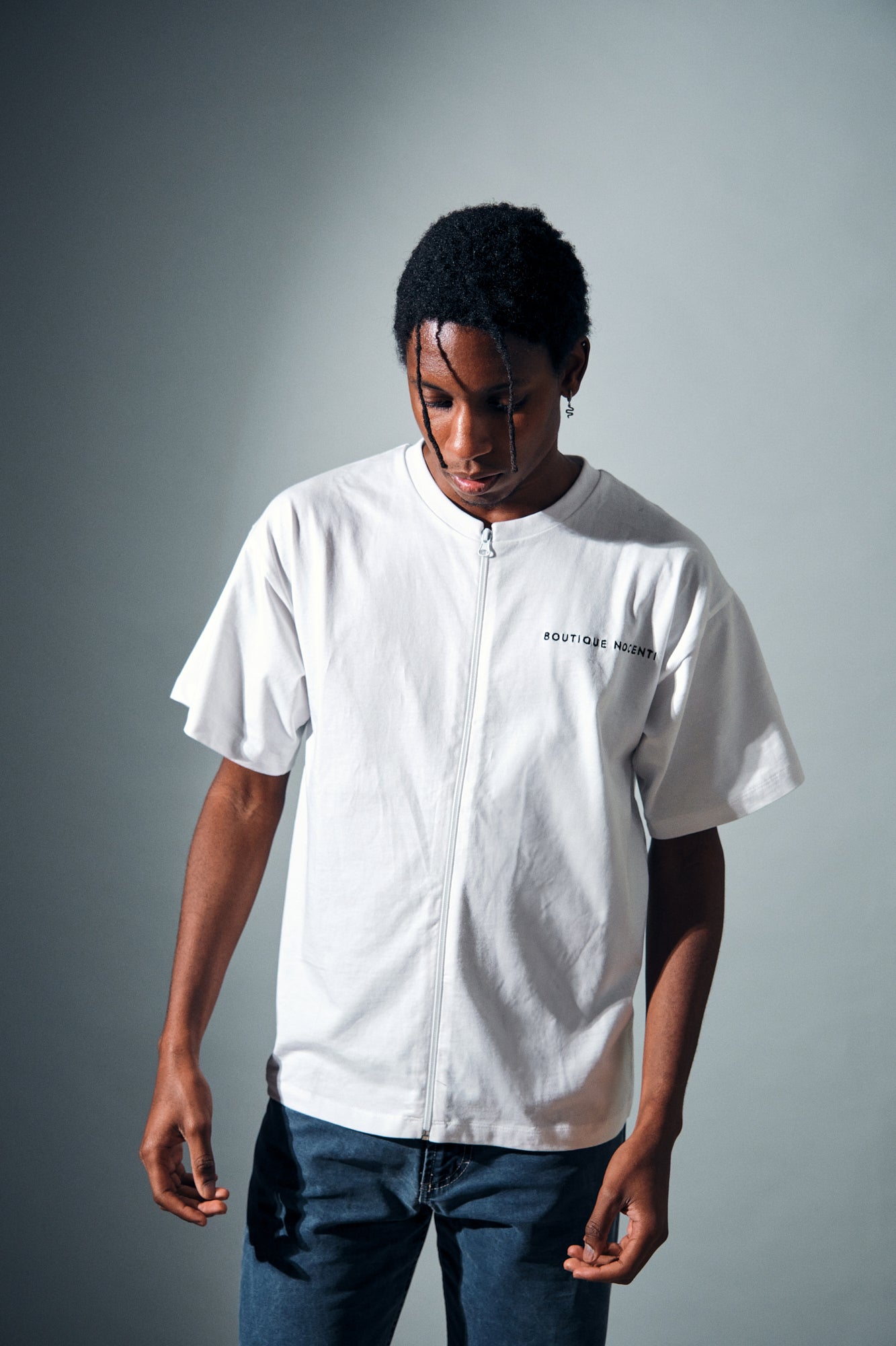 BUTTERFLY EFFECT Zip T-shirt Bianco Panna