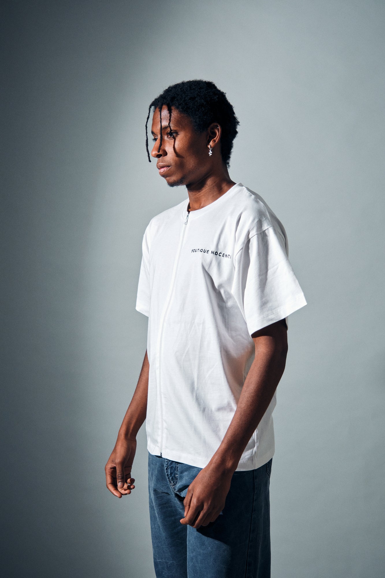 Zip T-shirt Bianco Panna