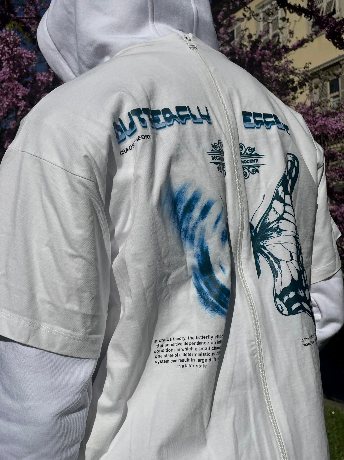 BUTTERFLY EFFECT Zip T-shirt Bianco Panna