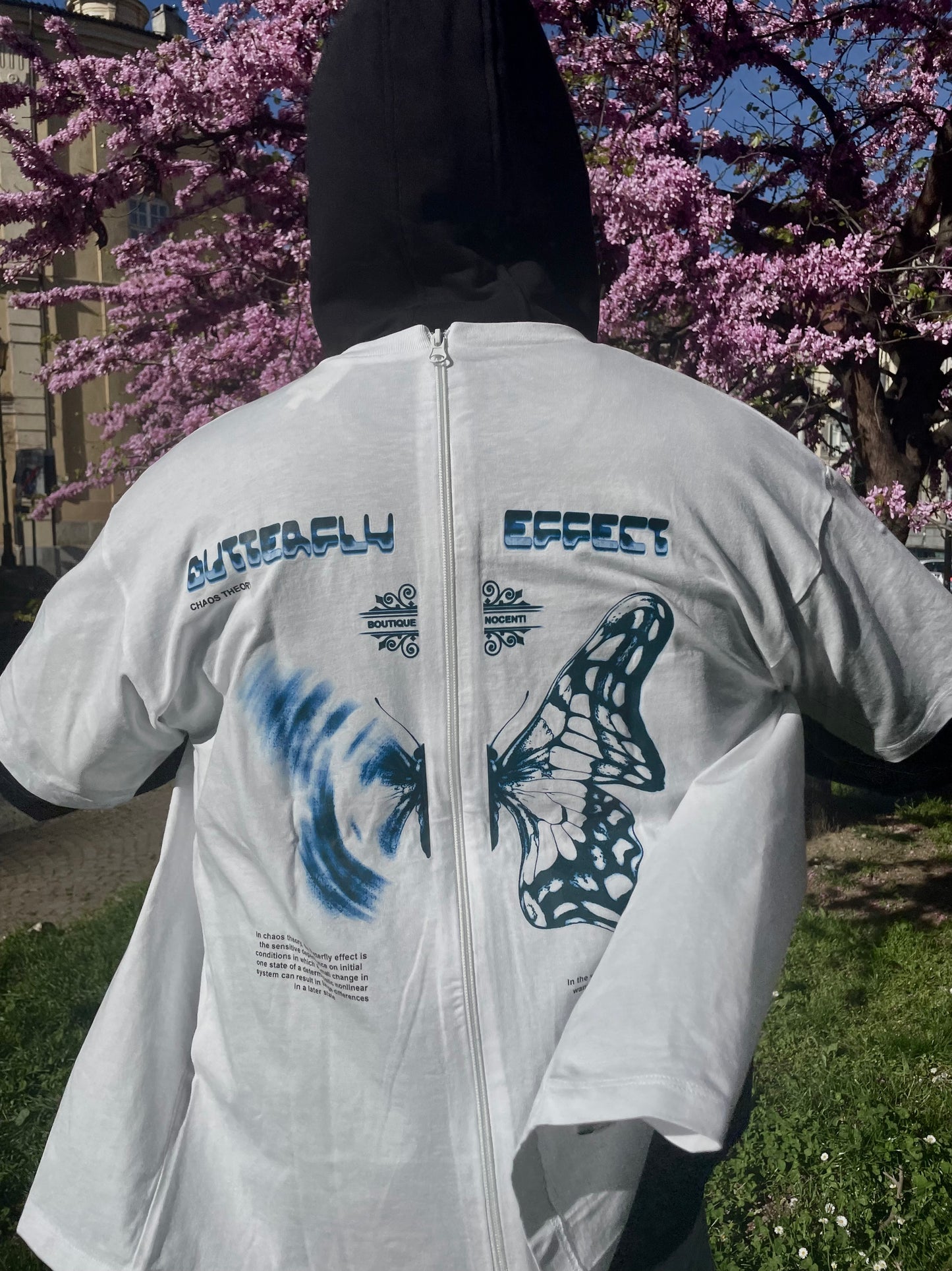 BUTTERFLY EFFECT Zip T-shirt Bianco Panna