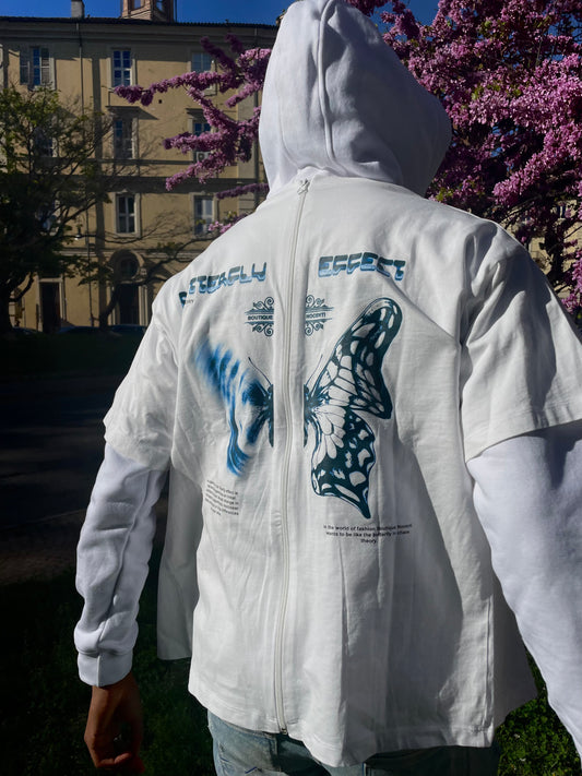 BUTTERFLY EFFECT Zip T-shirt Bianco Panna