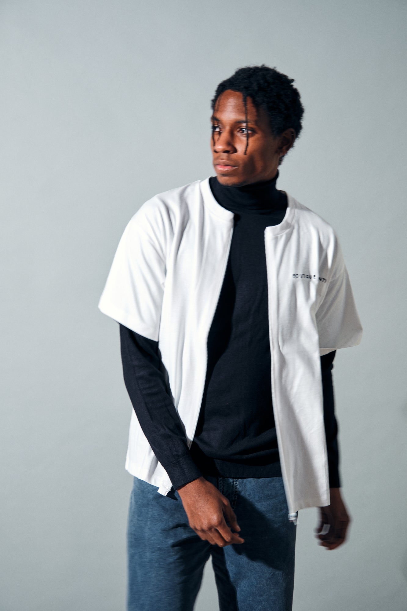 Zip T-shirt Bianco Panna