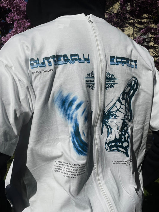 BUTTERFLY EFFECT Zip T-shirt Bianco Panna